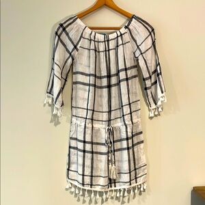 Blue Island Black and White Plaid Mini Dress